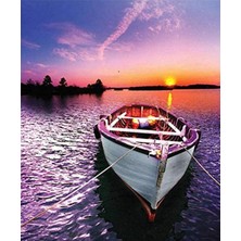 Hobbylab Sunset ve Kayık Sticker(Çerçevesiz) 70X90 Sayılarla Boyama Hobi Seti