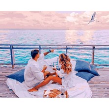 Leyda Sahil ve Romantik Çift Çerçeveli 90X110 Sayılarla Boyama Hobi Seti