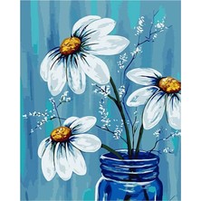 Hobi Tedarik Vazoda Papatya Çerçeveli 50X65 Sayılarla Boyama Hobi Seti