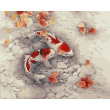 Hobi Tedarik Japon Balıkları Çerçeveli 40X50 Sayılarla Boyama Hobi Seti