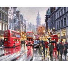 Hobbylab Londrada Yağmur Sticker(Çerçevesiz) 50X65 Sayılarla Boyama Hobi Seti