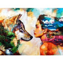Hobbylab Kurt ve Kadın Çerçeveli 40X50 Sayılarla Boyama Hobi Seti