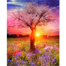 Hobi Tedarik Ağaç Kadın ve Günbatımı Çerçeveli 90X110 Sayılarla Boyama Hobi Seti