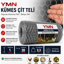 Ymn Aktel Kümes Çit Teli Hayvan Koruma Teli Bahçe Teli Galvanizli Yükseklik : 1 Metre Uzunluk : 20 Metre Top Ağırlığı 3,3 kg