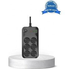 Renas Store Akım Korumalı 6’lı Priz 2xusb 2xtype-C Çıkış Yüksek Gerilim Koruma Çoklu Priz Çoğaltıcı