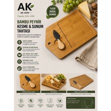 Doğal Bambu Kesme Tahtası Bıçak Bölmeli Peynir Sunum Tahtası