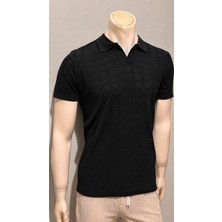 Erkek Desenli Triko Polo Yaka T-Shirt
