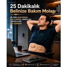 Eldi medikal Ems Isıtmalı Bel Masaj Kemeri 7 Mod 15 Kademe Kırmızı Işık Destekli Type-C Şarjlı