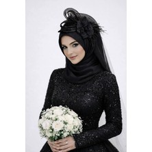 Bba New Trend Nikah Şapkası Vualet Tesettür Gelin Aksesuarı Çiçekli Tül,gelin Şapkası Vualet Tesettür Nikah Nişan