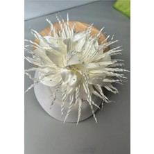 Bba New Trend Gösterişli Beyaz Vualet Nikah Şapkası Gelin Şapkası Fascinator Kokteyl Şapkası Kadın Saç Aksesuarı Düğün Nişan Söz Kına Parti Mezuniyet Yılbaşı Davet