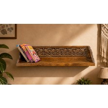 Ahşabın Ruhu Ahşap Oyma Tekli Kitaplık Rafı 80CM