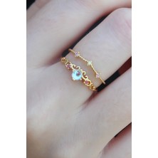 Clariss Gold Renk Zirkon Taşlı Taç Model Kadın Yüzük