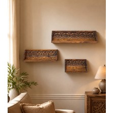 Ahşabın Ruhu Ahşap Oyma 3'lü Set Kitaplık Rafı (80CM-60CM-40CM)