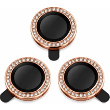 Belirtilmemiş iPhone 17 Pro ve 17 Pro Max Uyumlu Taşlı Kamera Lens Koruyucu – Turuncu 3’lü Set