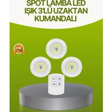 Shopwave Uzaktan Kumandalı 3 Lü Kablosuz LED Spot Lamba Seti Yapışkanlı Pratik Kullanım