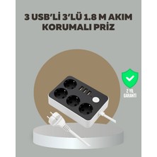 Shopwave 4 Prizli 3 USB Portlu Anahtarlı Akım Korumalı Priz
