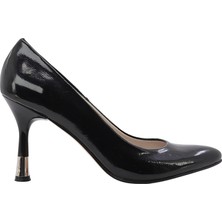 Kadın Rugan Sivri Burun Stiletto Siyah - Hobby FB26072R
