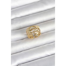 Clariss 316L Çelik Gold Renk Başak Model Kadın Yüzük