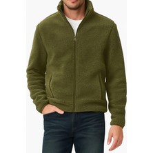 Vega Port Unisex Peluş Tam Fermuarlı 2 Cepli Içi Polarlı Sweatshirt Yeşil