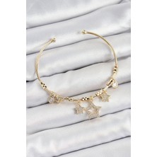 Clariss Pirinç Zirkon Taşlı Yıldız Model Gold Renk Charm Bileklik