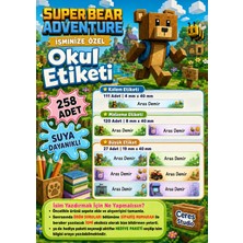 Ceres Studio Okul Etiketi Kalem Defter Isimli Etiket Isim Yazılabilen Super Bear Adventure Temalı - 258 Adet Özel Yeni Tasarım