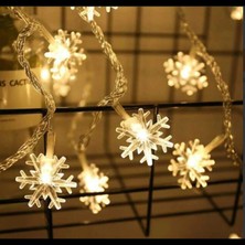 Hace Bazaar Kar Tanesi 5m 28 LED Gün Işığı Kar Tanesi 4 cm Pilli 2 Kademeli