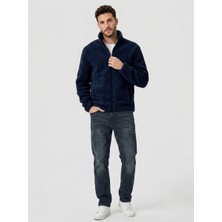 Vega Port Unisex Peluş Tam Fermuarlı 2 Cepli Içi Polarlı Sweatshirt Lacivert