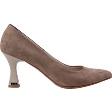 Kadın Süet Sivri Burun Stiletto Vizon - Hobby FB26069S
