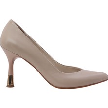 Kadın Hakiki Deri Sivri Burun Stiletto Vizon - Hobby FB26071D