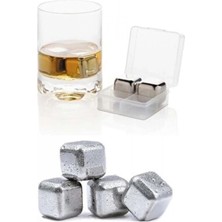 Hace Bazaar 4'lü Çelik Metal Kaplama Viski Taşı Soğutma Buz Küpü