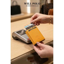 Willpolo Hakiki Dana Derisi Natural Mekanizmalı Otomatik Sarı Kartlık Cüzdan (10X8,5 Cm)