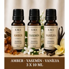 E.M.S Amber - Yasemin - Vanilya  Esansiyel Uçucu Yağ Buhurdanlık Yağı Difüzör Esansı Oda Kokusu Mum Esansı