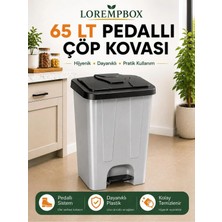 Loremp 65 Lt Pedallı Çöp Kovası Ev, Ofis, Mutfak, Bahçe ve Işyeri Kullanımına Uygun Koyu Gri Siyah