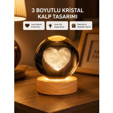 Epilons Romantik Kalpli Kristal Cam Küre Usb’li Işıklı Dekoratif Obje