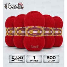 Nako Bonbon Kristal - Kırmızı (98237) - 5'li Paket - 100GR/475M - Ince Lif El Örgü Ipi - Şal Bluz Ipi