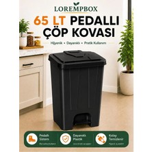 Loremp 65 Lt Pedallı Çöp Kovası Ev, Ofis, Mutfak, Bahçe ve Işyeri Kullanımına Uygun Siyah