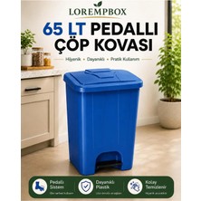 Loremp 65 Lt Pedallı Çöp Kovası Ev, Ofis, Mutfak, Bahçe ve Işyeri Kullanımına Uygun Mavi