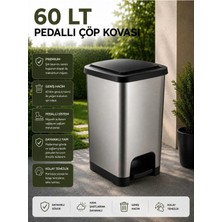 Loremp 60 Lt Slim Pedallı Çöp Kovası Gri - Siyah