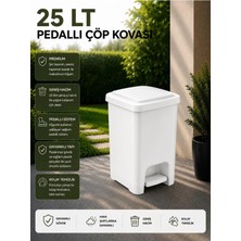 Loremp 25 Lt Slim Pedallı Çöp Kovası Beyaz