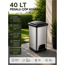 Loremp 40 Lt Slim Pedallı Çöp Kovası Gri - Siyah