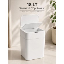Loremp 18 Lt Sensörlü Çöp Kovası Otomatik Kapaklı Temassız Çöp Kutusu Beyaz