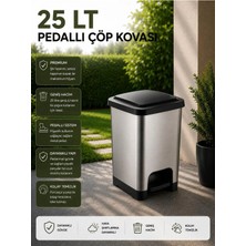 Loremp 25 Lt Slim Pedallı Çöp Kovası Gri - Siyah