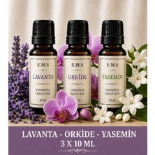 E.M.S Lavanta - Orkide - Yasemin  Esansiyel Uçucu Yağ Buhurdanlık Yağı Difüzör Esansı Oda Kokusu Mum Esansı