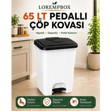 Loremp 65 Lt Pedallı Çöp Kovası |ev, Ofis, Mutfak, Bahçe ve Işyeri Kullanımına Uygun Beyaz Siyah