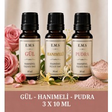 E.M.S Gül - Hanımeli - Pudra  Esansiyel Uçucu Yağ Buhurdanlık Yağı Difüzör Esansı Oda Kokusu Mum Esansı
