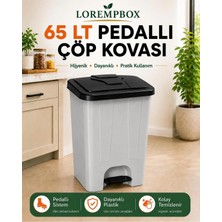 Loremp 65 Lt Pedallı Çöp Kovası Ev, Ofis, Mutfak, Bahçe ve Işyeri Kullanımına Uygun Gri Siyah