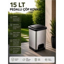 Loremp 15 Lt Slim Pedallı Çöp Kovası Gri - Siyah