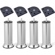 Renas Store Mobilya Kanepe Baza Yatak Koltuk Destek Yükseltme Ayağı M8 Civatalı Aparat Krom Metal 15 cm Ayaklar