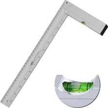 Renas Store Alüminyum L Gönye Su Terazili Cetvel Ölçme Ölçüm Kaynak Kaynakçı Marangoz Gönyesi 500 mm 50 cm