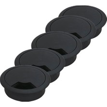 Renas Store BADEM10 Masa Üstü Kablo Kanalı Deliği Kapağı Siyah Masa Kapağı 6 cm (5 Adet)